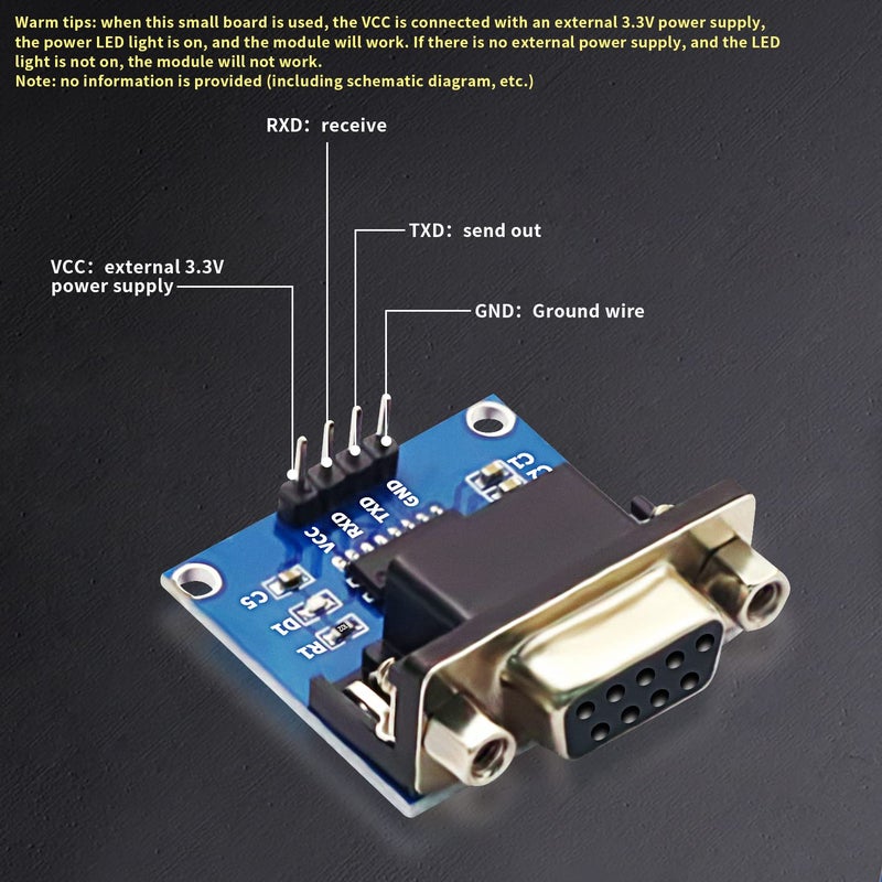 DaFuRui RS232 to TTL Converter Moduleï¼Œ5PCS MAX3232 3.3V to 5V RS2323 COM Serial Prot Board to TTL Connector for Arduino Microcontrollers - Image 2